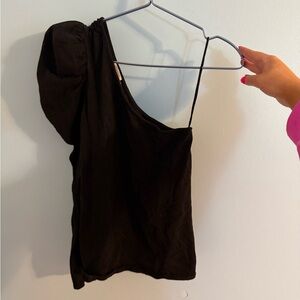 NATION one sleeve black blouse size M 100% cotton